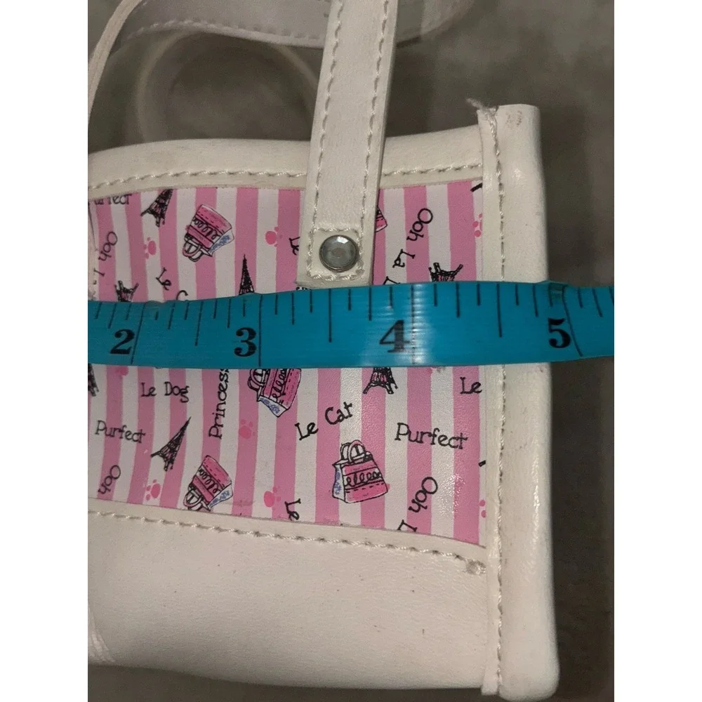 Build A Bear Paris Purse Eiffel Tower Pink White Stripes Hand Bag Dog Cat BABW‎